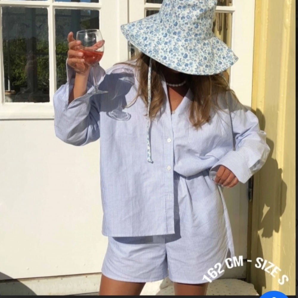 Djerf Avenue Breezy Shirt Blue Striped